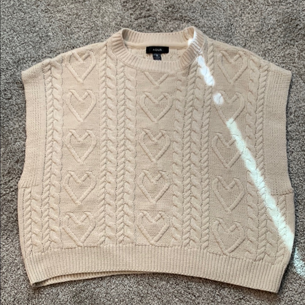 Aqua Women's Cream Cable Knit Sweater Vest